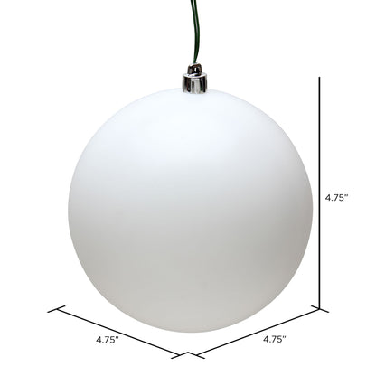 Vickerman 4.75" White Matte Ball Ornament 4 per Bag