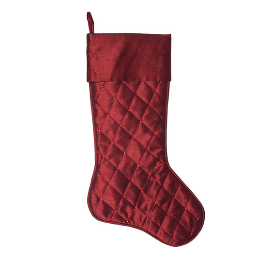 Vickerman 21" Burgundy Quilt Stitch Jewel Christmas Stocking