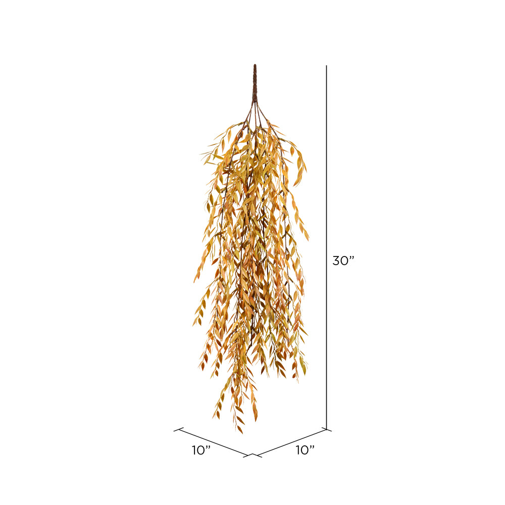 Vickerman 30" Artificial Brown Salix Leaf Hanging Bush Pack of 2