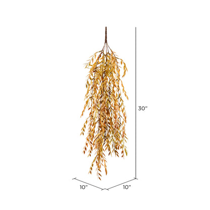 Vickerman 30" Artificial Brown Salix Leaf Hanging Bush Pack of 2