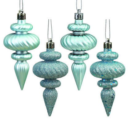 Vickerman 4" Baby Blue 4-Finish Finial Ornament 8 per Box