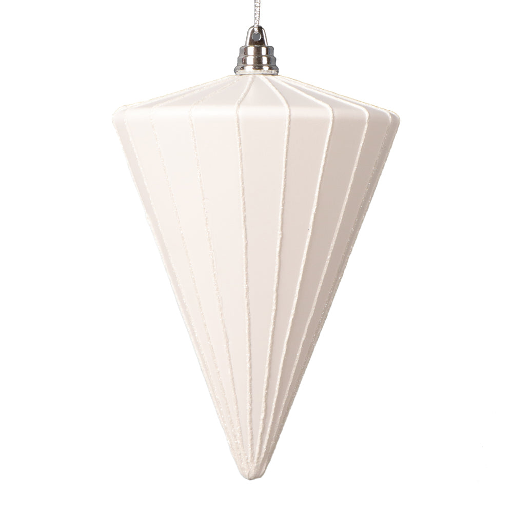 Vickerman 6" Matte White Cone Ornament 3 per bag.