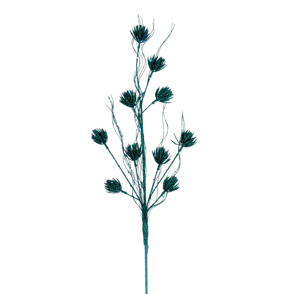 Vickerman 30" Teal Mini Flower Glitter Spray 6 per bag.