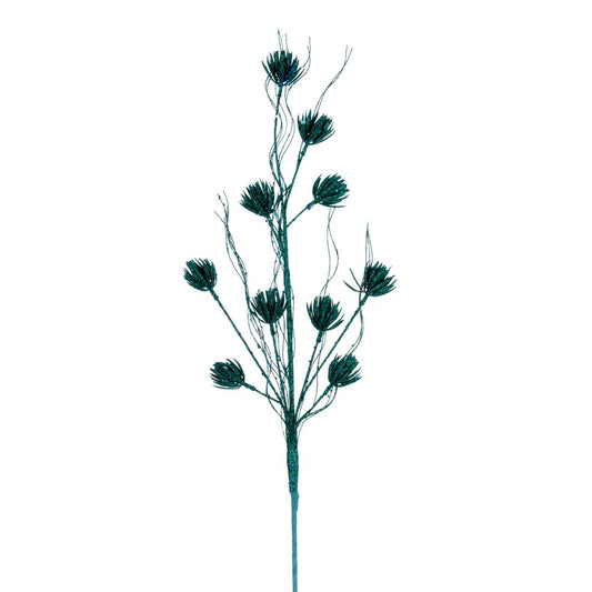 Vickerman 30" Teal Mini Flower Glitter Spray 6 per bag.