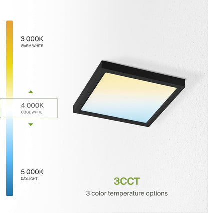 ASD Lighting LED Surface Mini Panel Square 7inch 15W 120V Triac 3000/4000/5000K Black ETL 6 pack