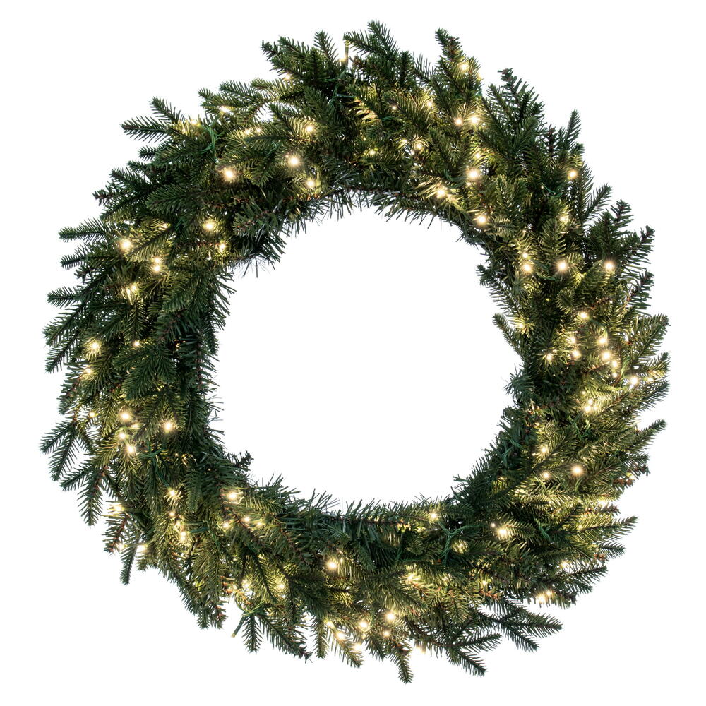 Vickerman 36" Kamas Fraser Fir Artificial Wreath with 250 Warm White Low Voltage 3mm Spider LED Lights and 660 PE/PVC Tips.