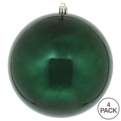 Vickerman 6" Midnight Green Candy Ball Ornament 4 per Bag