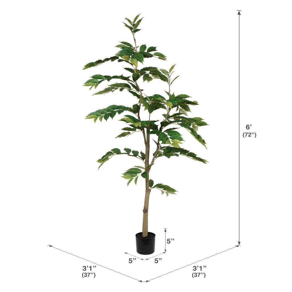 Vickerman 6' Potted Artificial Green Nandina Tree.