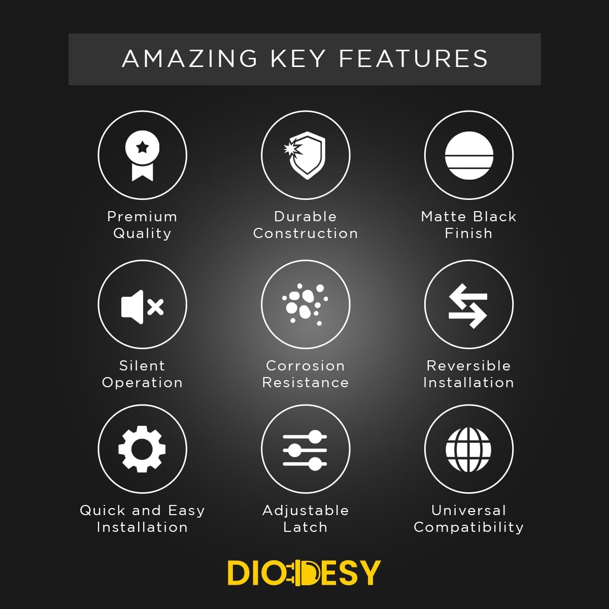 Diodesy Norwood Dummy Door Handle, Single Sided Lever for Closets, French Double Doors, and Pantry, Matte Black Non-Turning Reversible Interior Push/Pull Lever, Square Shape Door Knob