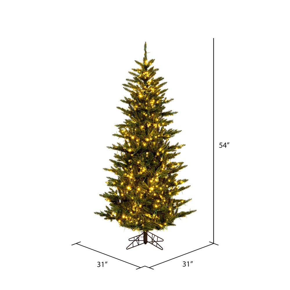 Vickerman 4.5' x 31" Natural Slim Fraser Fir Tree 3mm LED Color Changing Lights.