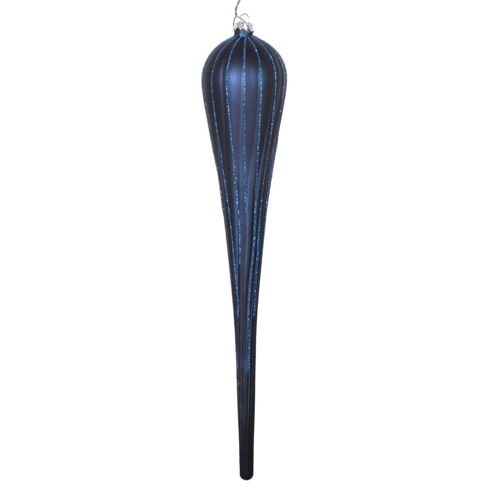 Vickerman 15.75" Midnight Blue Matte Glitter Drop Christmas Ornament Pack of 2