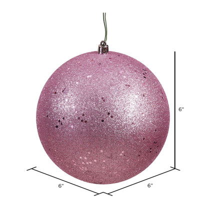 Vickerman 6" Mauve Sequin Ball Ornament 4 per Bag