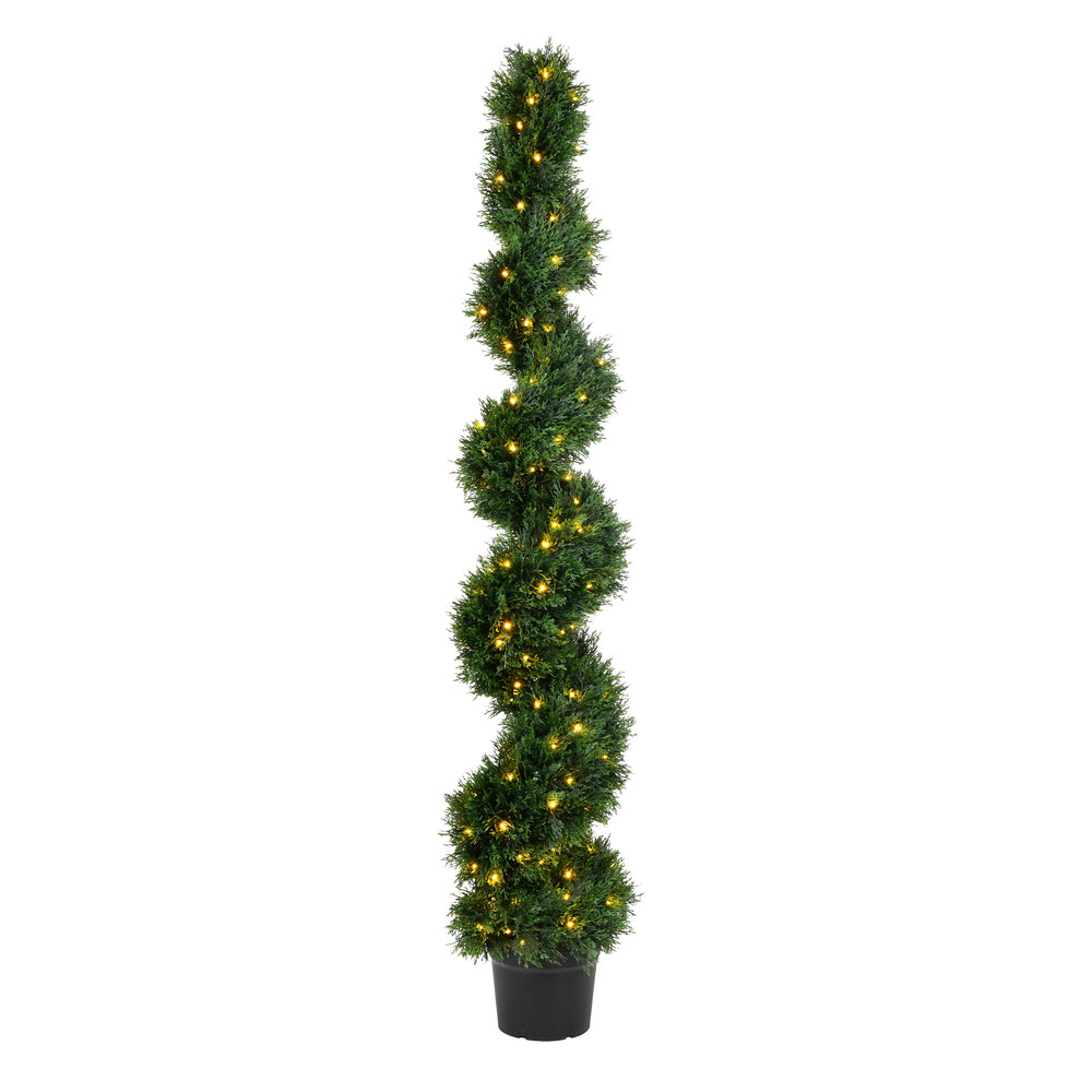 Vickerman 6' Artificial Potted Green Cedar Spiral Tree.