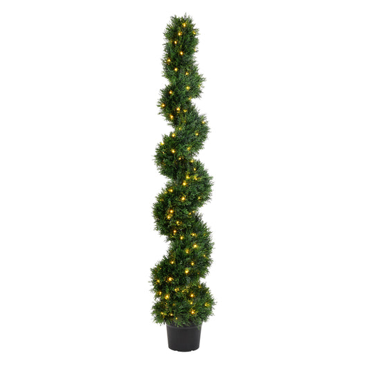 Vickerman 6' Artificial Potted Green Cedar Spiral Tree.