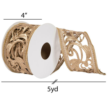 Vickerman 4" x 5 Yards Copper Laser Cut Trim Ribbon