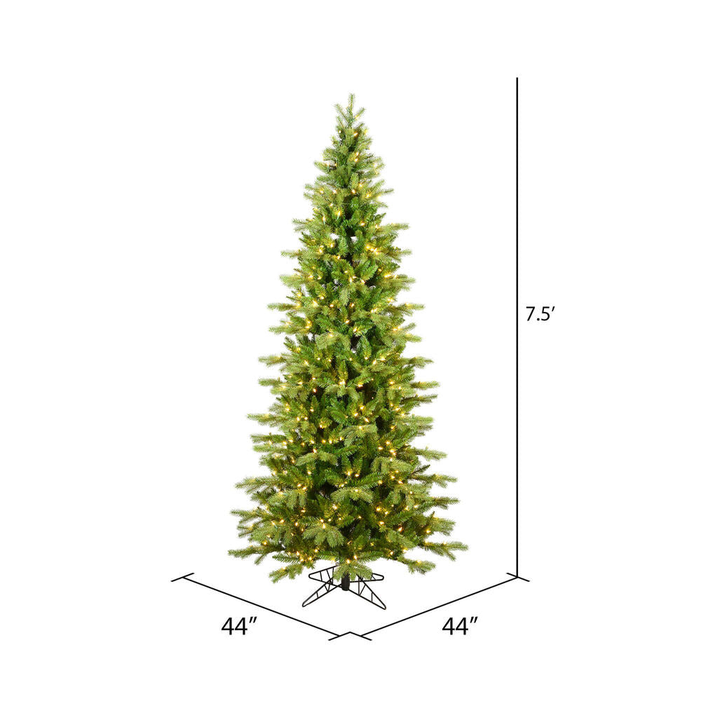 Vickerman 7.5' x 44" Balsam Spruce Slim Tree 1150 Warm White Low Voltage 3MM LED Lights.