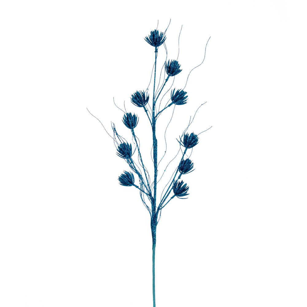 Vickerman 30" Turquoise Mini Flower Glitter Spray 6 per bag.