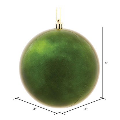 Vickerman 4" Moss Green Shiny Ball Ornament 6 per Bag