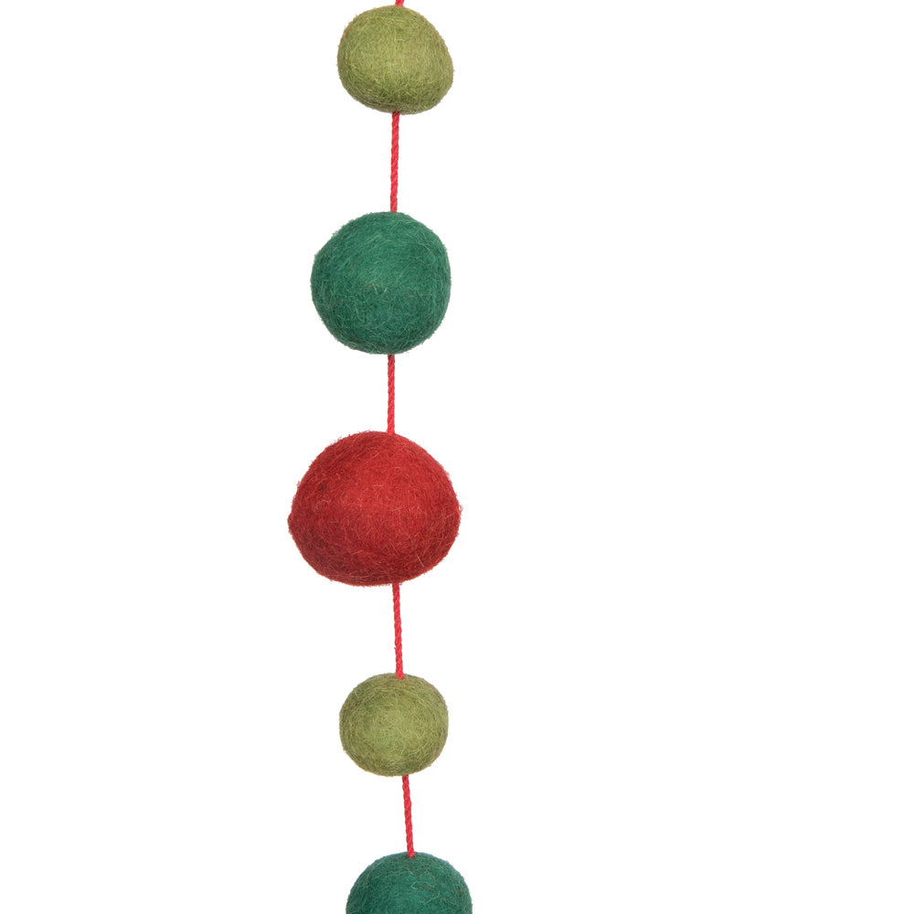 Vickerman 6' Red Lime and Green Wool Pom Pom Garland