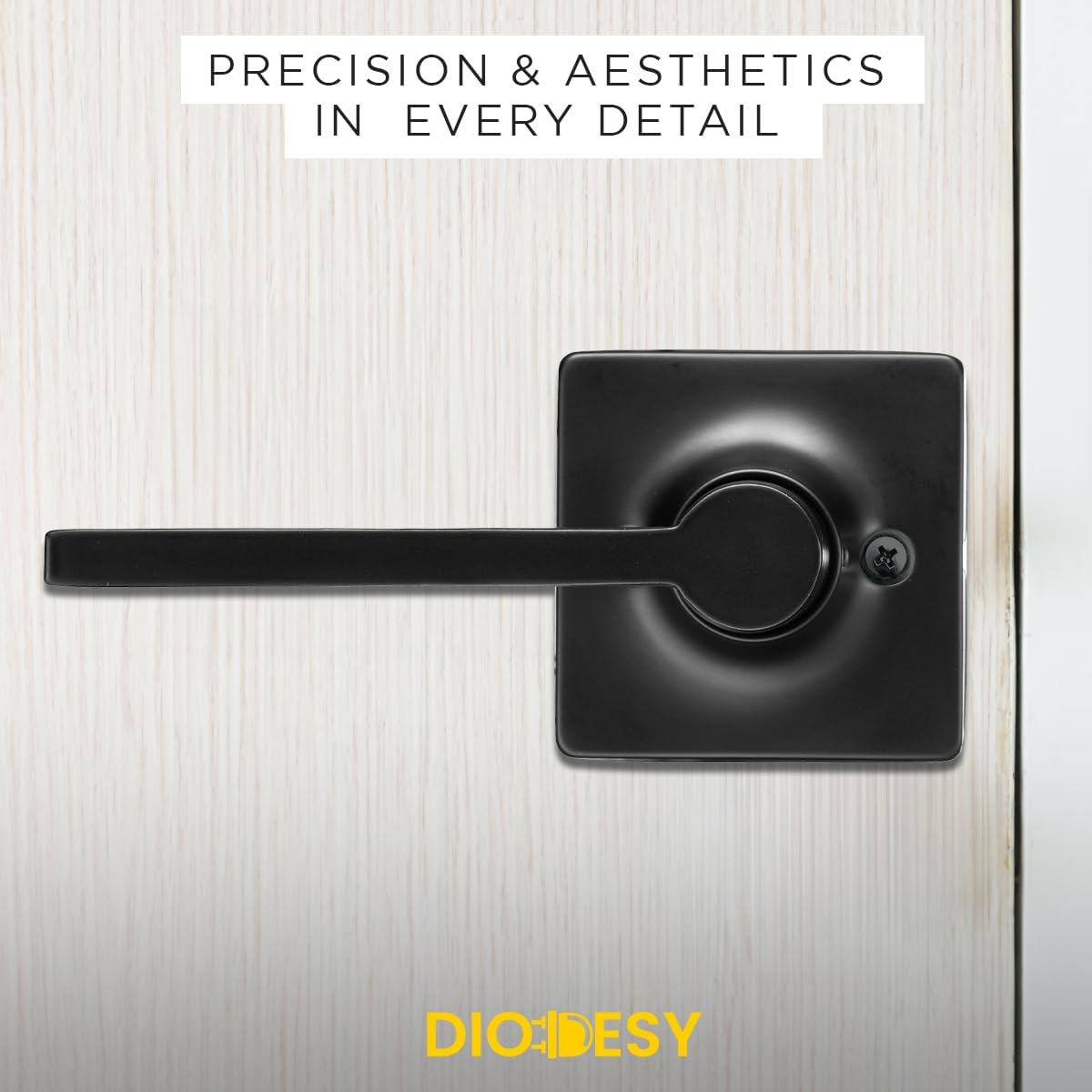 Diodesy Norwood Dummy Door Handle, Single Sided Lever for Closets, French Double Doors, and Pantry, Matte Black Non-Turning Reversible Interior Push/Pull Lever, Square Shape Door Knob