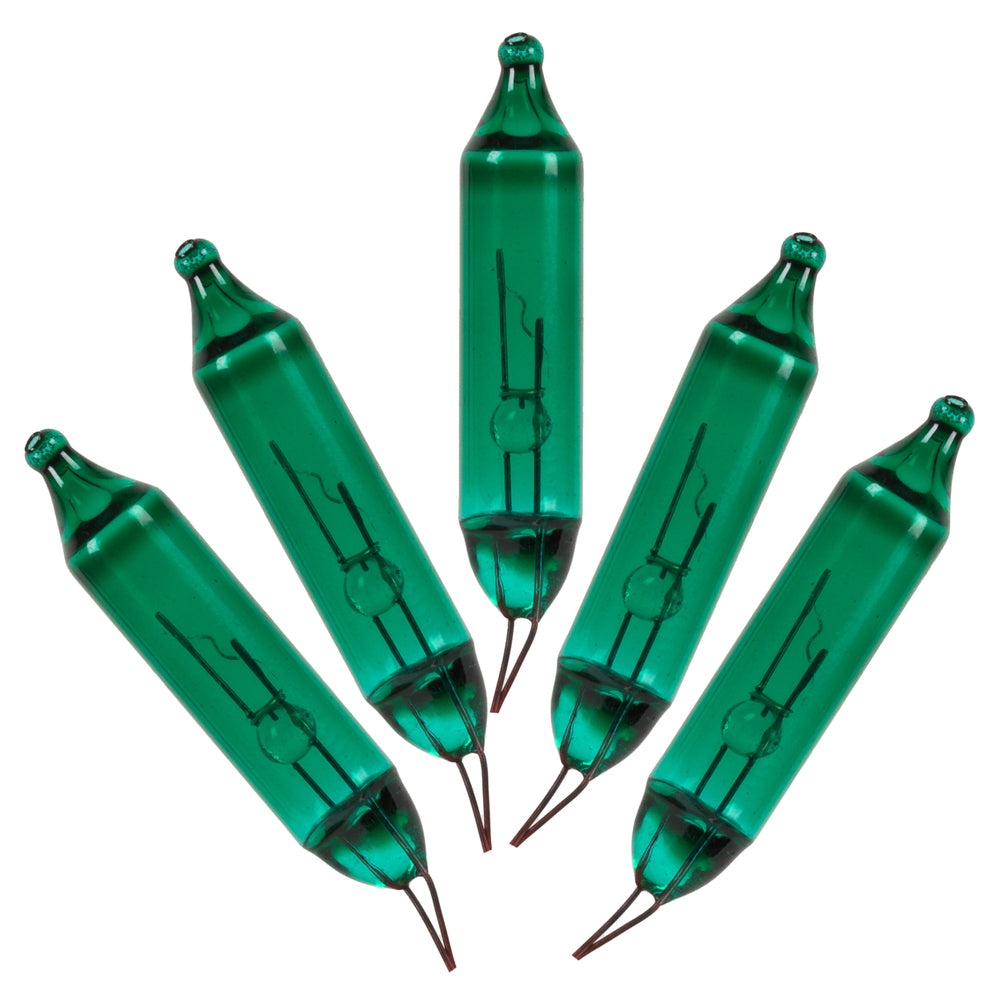 Vickerman Green Glass Incandescent Mini Bulb with Pinched Base 2.5 Volt 200mA 500/Bag