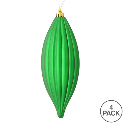 Vickerman 8" Green Matte Line Finial Ornament Pack of 4