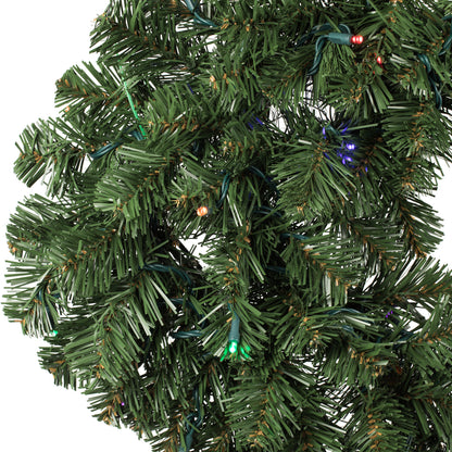 Vickerman 30" Oregon Fir Artificial Christmas Square Wreath Multi-colored Single Mold LED Wide Angle Lights