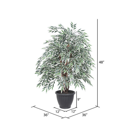 Vickerman 4' Artificial Variegated Smilax Extra Full Bush Gray Round Plastic Container.