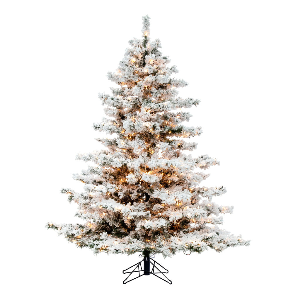 Vickerman 6.5' Flocked Alaskan Pine Artificial Christmas Tree Clear Dura-Lit lights