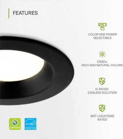 ASD Lighting LED Commercial Downlight 6inch 10/15/22W 120-277V 0-10V Dimmable 2700/3000/3500/4000/5000K Black UL ES