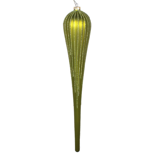 Vickerman 15.75" Lime Matte Glitter Drop Christmas Ornament Pack of 2