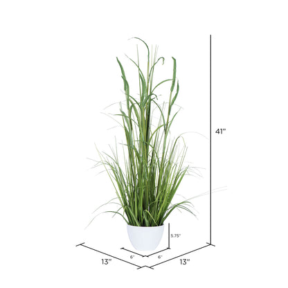 Vickerman 41" Artificial Green Potted Bamboo and Grass.