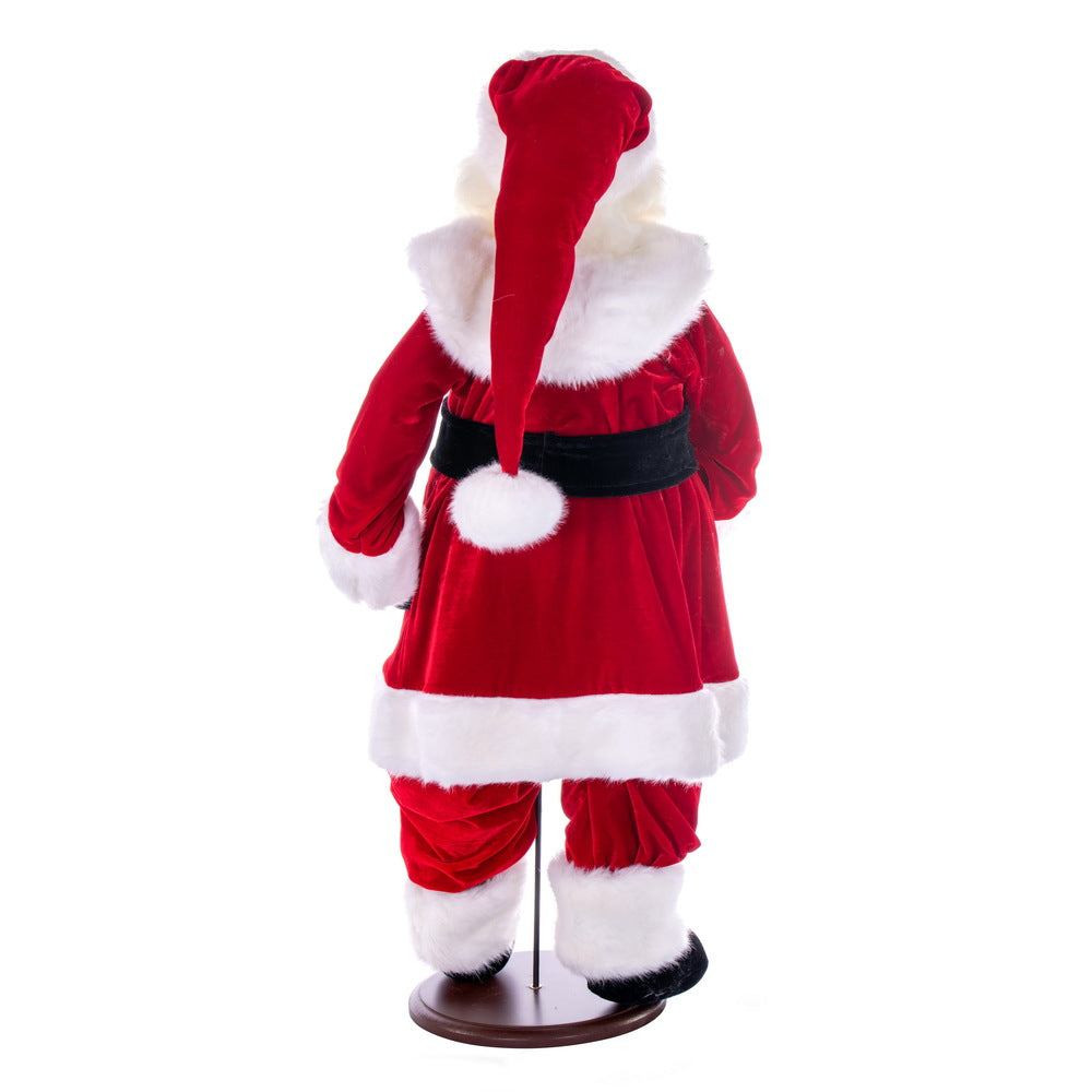 Vickerman 36" Red Traditional Velvet Light Complexion Santa Doll with Stand. This Santa has glasses stand is removeable.