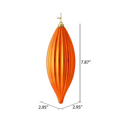 Vickerman 8" Burnished Orange Shiny Line Finial Ornament Pack of 4