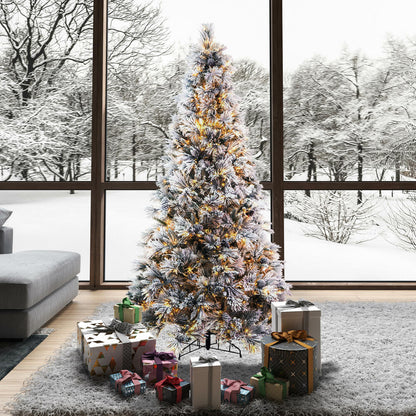 Vickerman 6.5' x 42" Flocked Atka Pine Artificial Christmas Tree 3mm LED Color Changing Lights