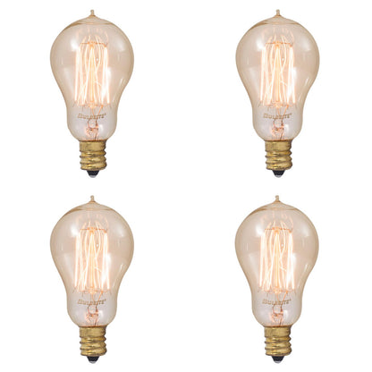 BULBRITE INCANDESCENT A15 CANDELABRA SCREW (E12) 25W DIMMABLE NOSTALGIC LIGHT BULB 2200K/AMBER 4PK (132515)