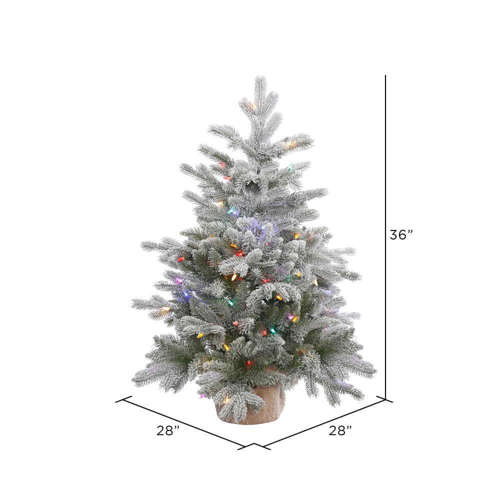 Vickerman 36" Frosted Sable Pine Artificial Christmas Tree Multi-Colored Dura-Lit® LED Lights.