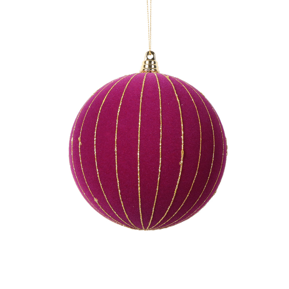 Vickerman 4.7" Dark Purple Round Ornament 3 per bag.