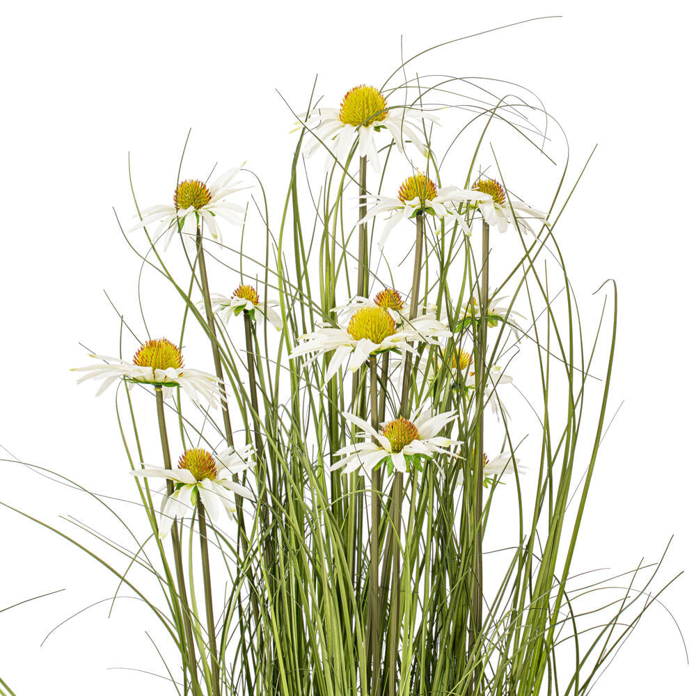 Vickerman 48" Artificial Potted Green Grass and Daisies.