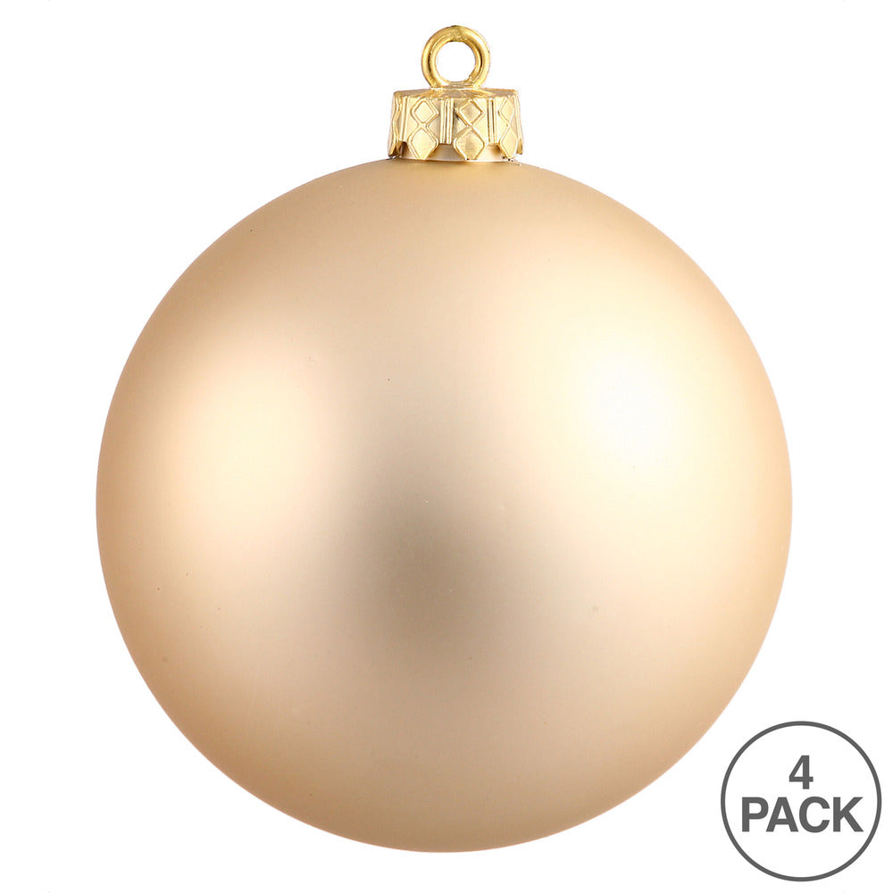 Vickerman 4.75" Champagne Matte Ball Ornament 4 per Bag