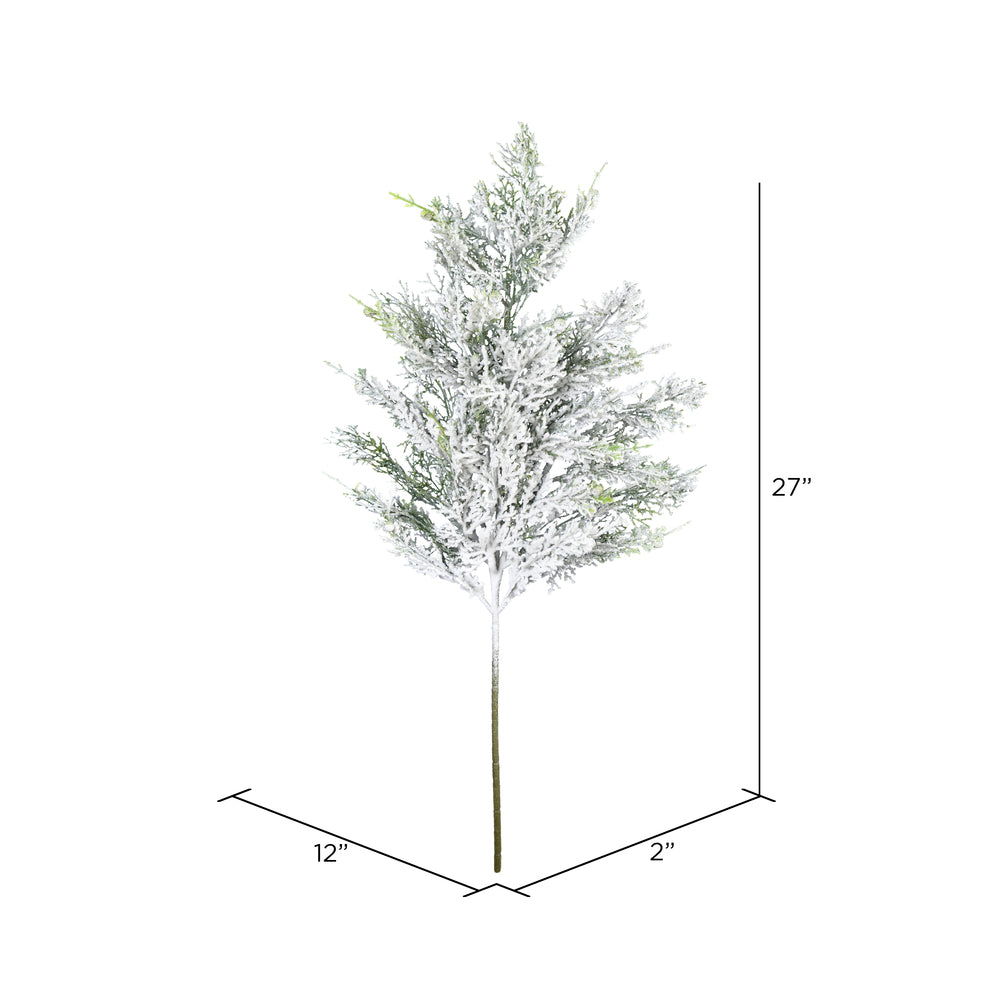 Vickerman 27" Artificial Snowy Cedar Spray. Includes 2 sprays per pack.