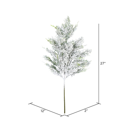 Vickerman 27" Artificial Snowy Cedar Spray. Includes 2 sprays per pack.
