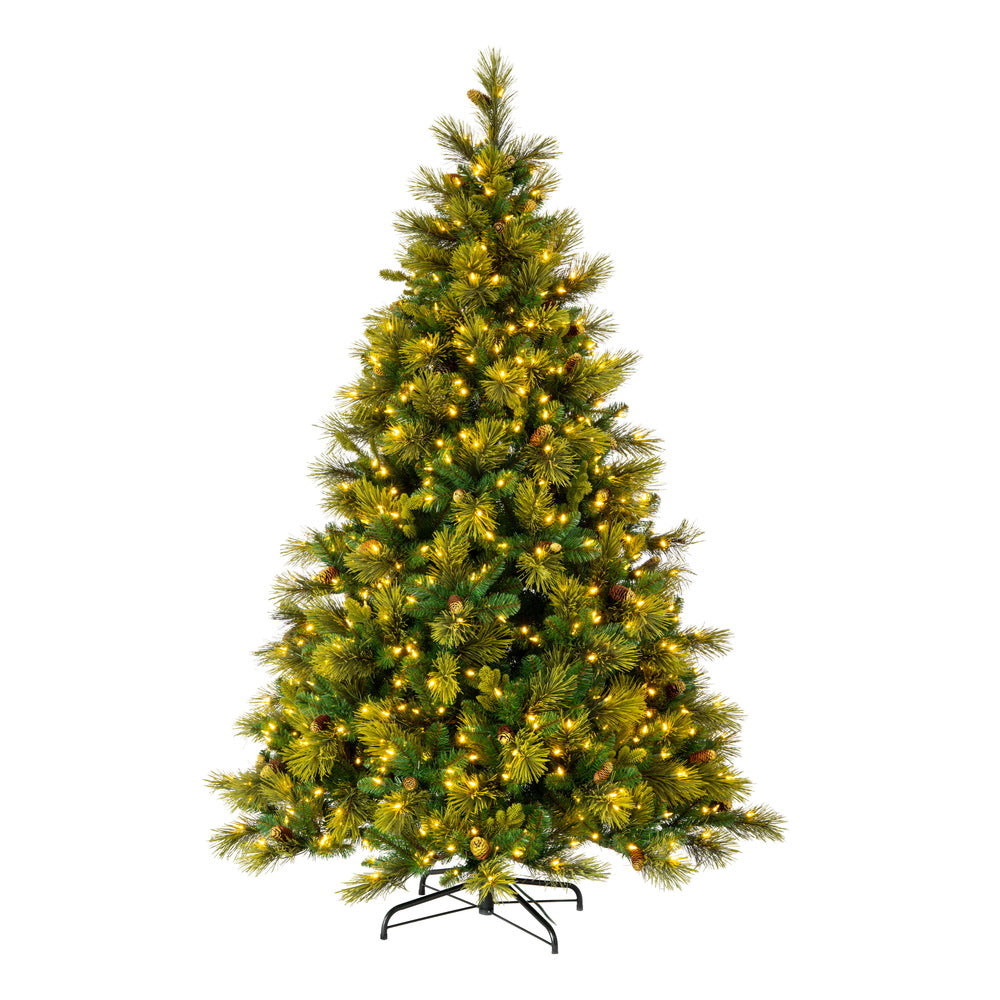 Vickerman 12' x 84" Emerald Mixed Fir Artificial Lit Christmas Tree, Warm White Lights, PE/PVC Tips