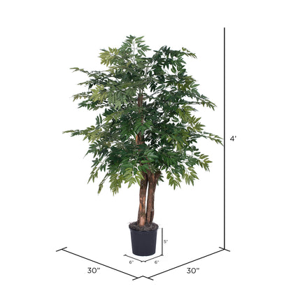 Vickerman 4' Artificial Ming Aralia Bush Black Plastic Pot.