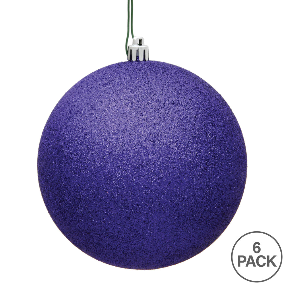 Vickerman 4" Purple Glitter Ball Ornament 6 per Bag