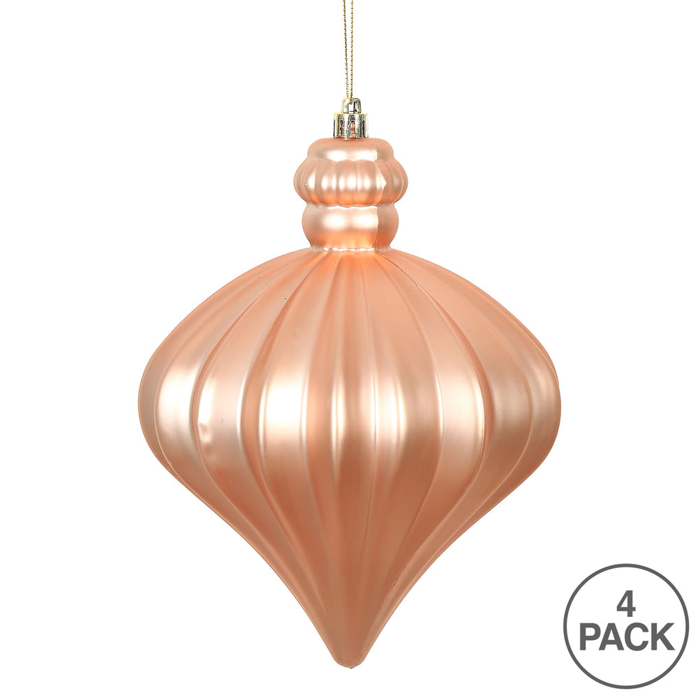 Vickerman 6" Rose Gold Matte Onion Drop Christmas Ornament 4 per Bag