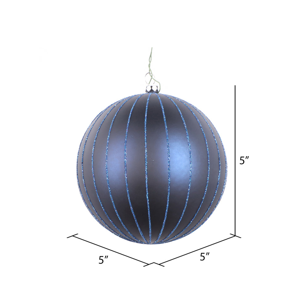 Vickerman 5" Midnight Blue Matte Glitter Ball Christmas Ornament 4 pieces per bag