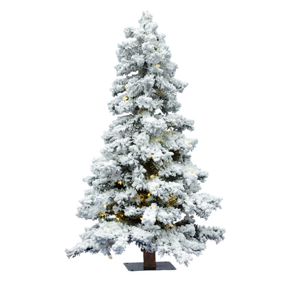 Vickerman 7' Flocked Spruce Artificial Christmas Tree Pure White LED Lights