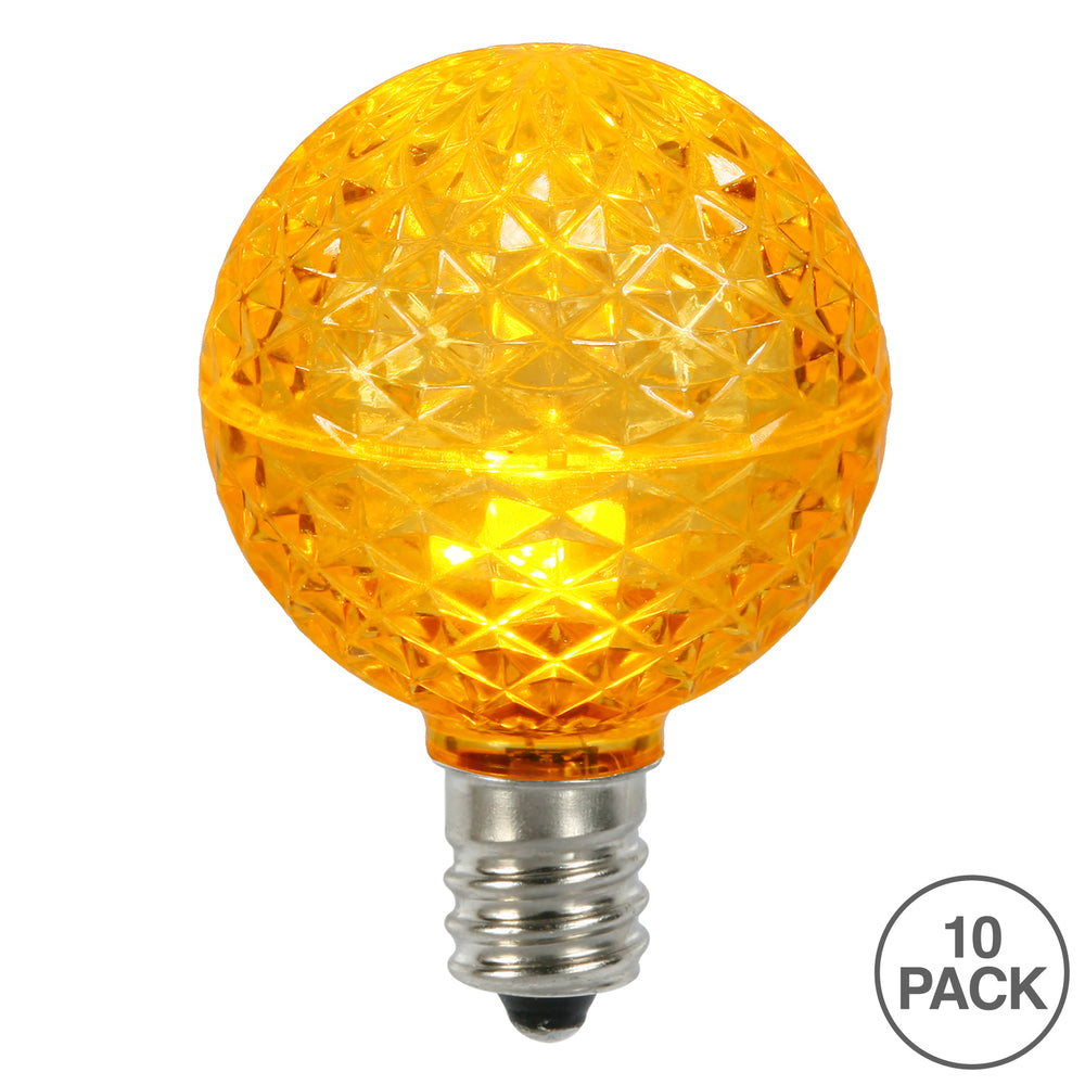 Vickerman G50 LED Yellow Faceted Replacement Bulb E17/C9 Nickel Base 10 Bulbs per Pack.