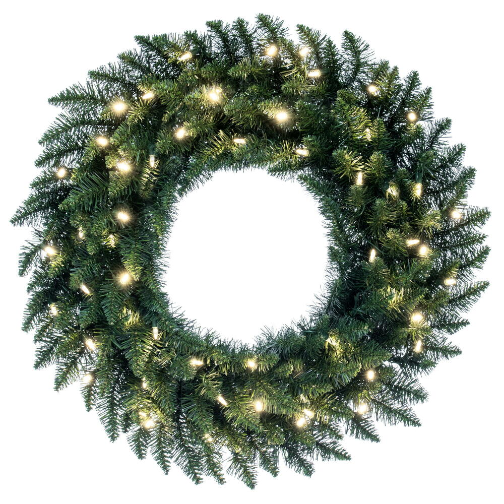 Vickerman 30" Camdon Fir Artificial Christmas Wreath with Warm White LED Mini Lights